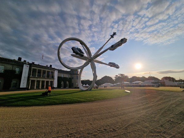 Sculpture celebrating the 75 year anniversary of Porsche at The Festival of Speed, Goodwood House