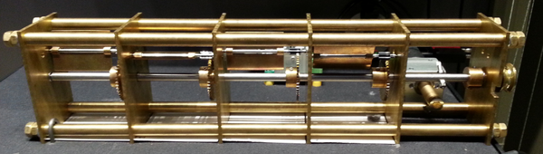 The testing rig that was made for testing bonded solid lubricants.  The trial ran in the horological gallery of the British Museum from August to November 2014.