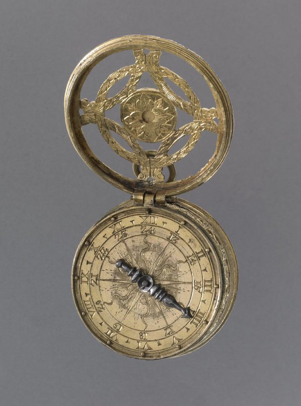 Tambour cased timepiece, Germany, ca. 1550 - 1570 (British Museum No. 1958,1201.2203).  Note the touch pins at the hours, allowing the time to be read unsighted, perhaps in darkness or perhaps under the tactfulness of one’s robes