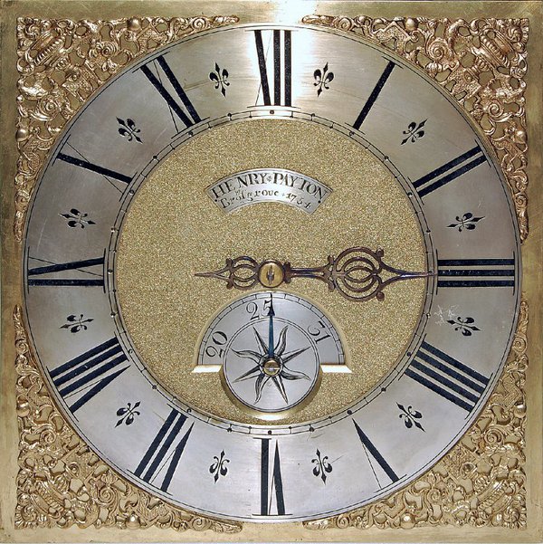 Dial of a thirty-hour longcase clock, Henry Payton, Bromsgrove 1754 (British Museum No. 2010,8029.62)