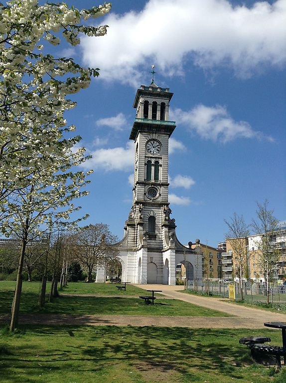 The clock tower in Caledonian Park, Islington, London