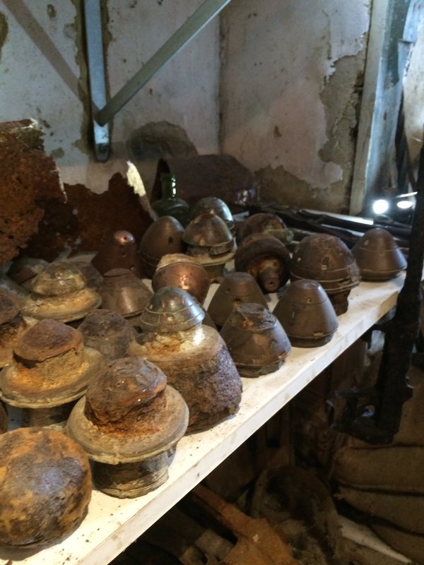 Fuzes ploughed from a Passchendaele field (May 2014)