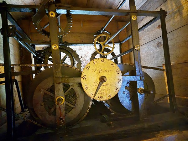 Iron framed clock - St Mary, Badwell Ash - brightened Sue Hines - 2024-09-27 16.06.31