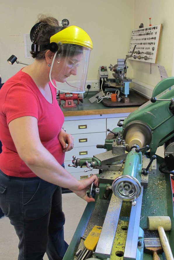 MA-Student-Francoise-Collanges-turning-boxwood.-Rubber-hammer-at-the-ready