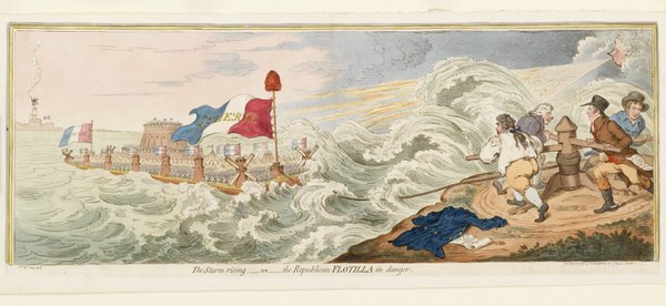 Gillray's print showing the 'Republican flotilla in danger' © NMM Ref. PW3949