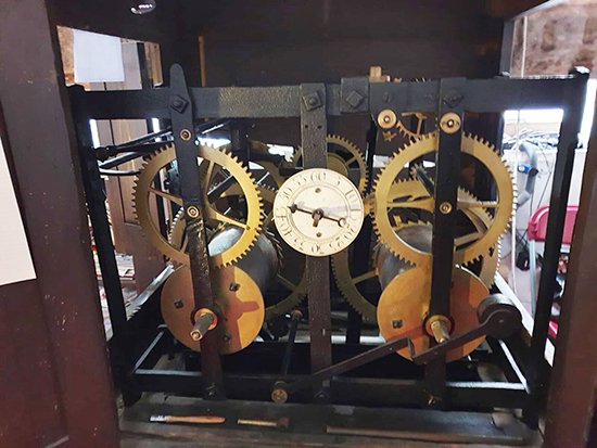The cage frame clock at St James Garlickhythe, possibly by Thomas Tompion. Photo Ian Coote.
