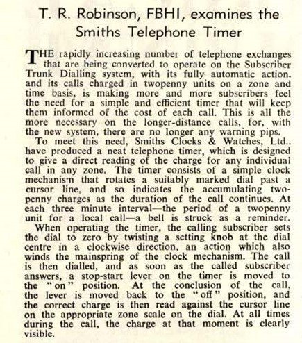 Review extract, T. R. Robinson, Horological Journal (March 1961)