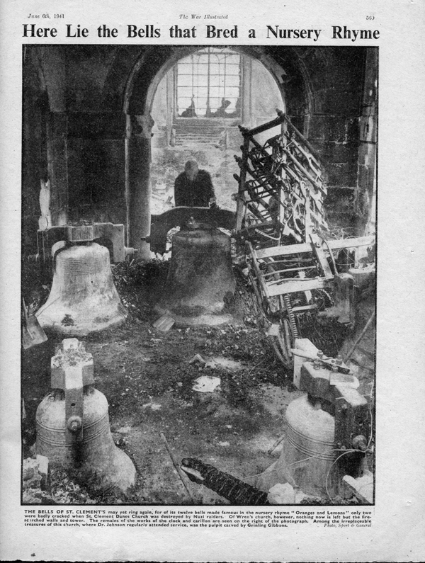 Bradley clock in the wreckage of St Clements