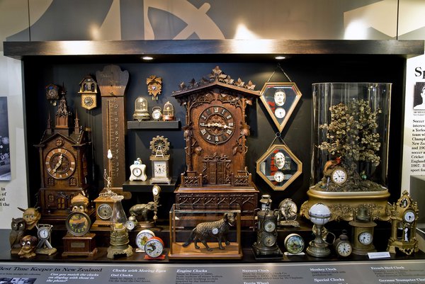 Claphams National Clock Museum, New Zealand started with the private collection of  Archibald Clapham (1882–1963), whose sense of humour and his love for the unexpected or quirky is reflected in the type of clocks he collected. Not surprisingly, these included a Mouse clock (Photo courtesey Claphams National Clock Museum, New Zealand)